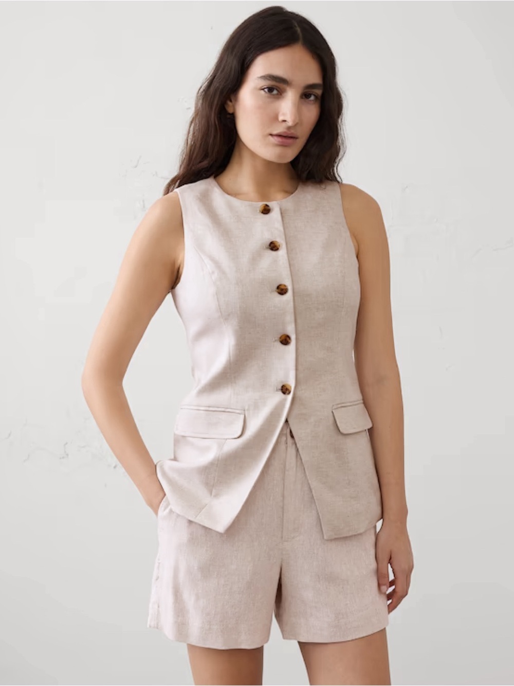 NWT Banana Republic Cream Linen Sleeveless Vest